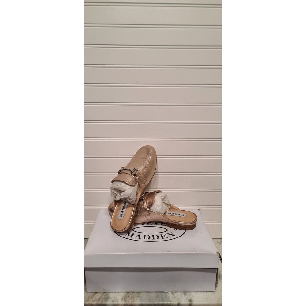 Steve Madden Womens Kandi Rose Gold Slip On Loafer Mules Size 7.5 NEW